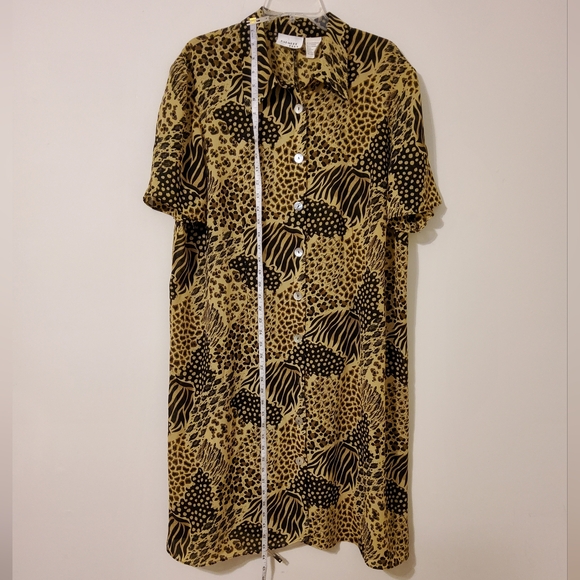 Halmode Plus Brown/Black/Beige Multi Colored Animal Print Short Sleeve Size 20W - Picture 2 of 9